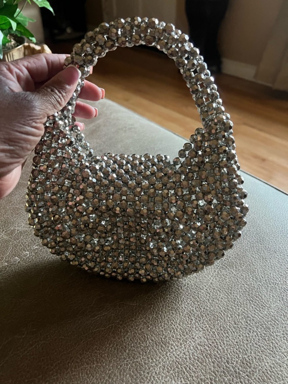 Crystal-Embellished Women's Evening Bag - Silver